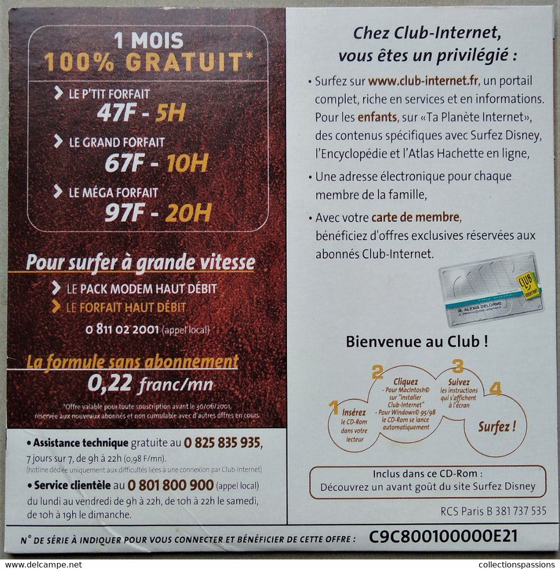 - Pochette CD ROM De Connexion Internet  - CLUB INTERNET - - Internetaansluiting