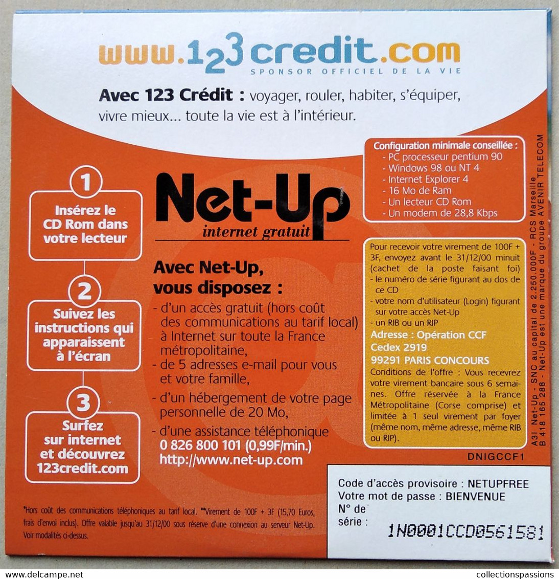 - Pochette CD ROM De Connexion Internet - NET-UP - - Kit De Conección A Internet