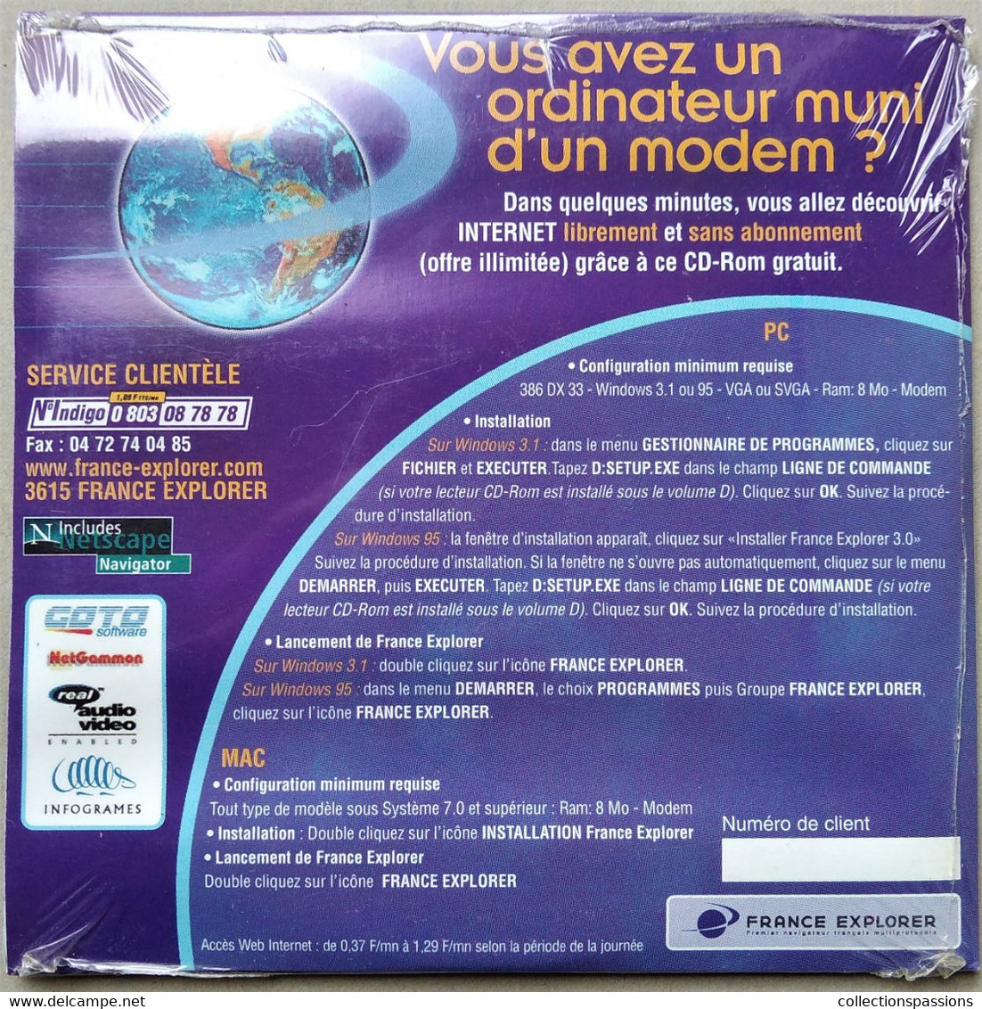 - Pochette CD ROM De Connexion Internet - FRANCE EXPLORER - - Kit De Conección A Internet