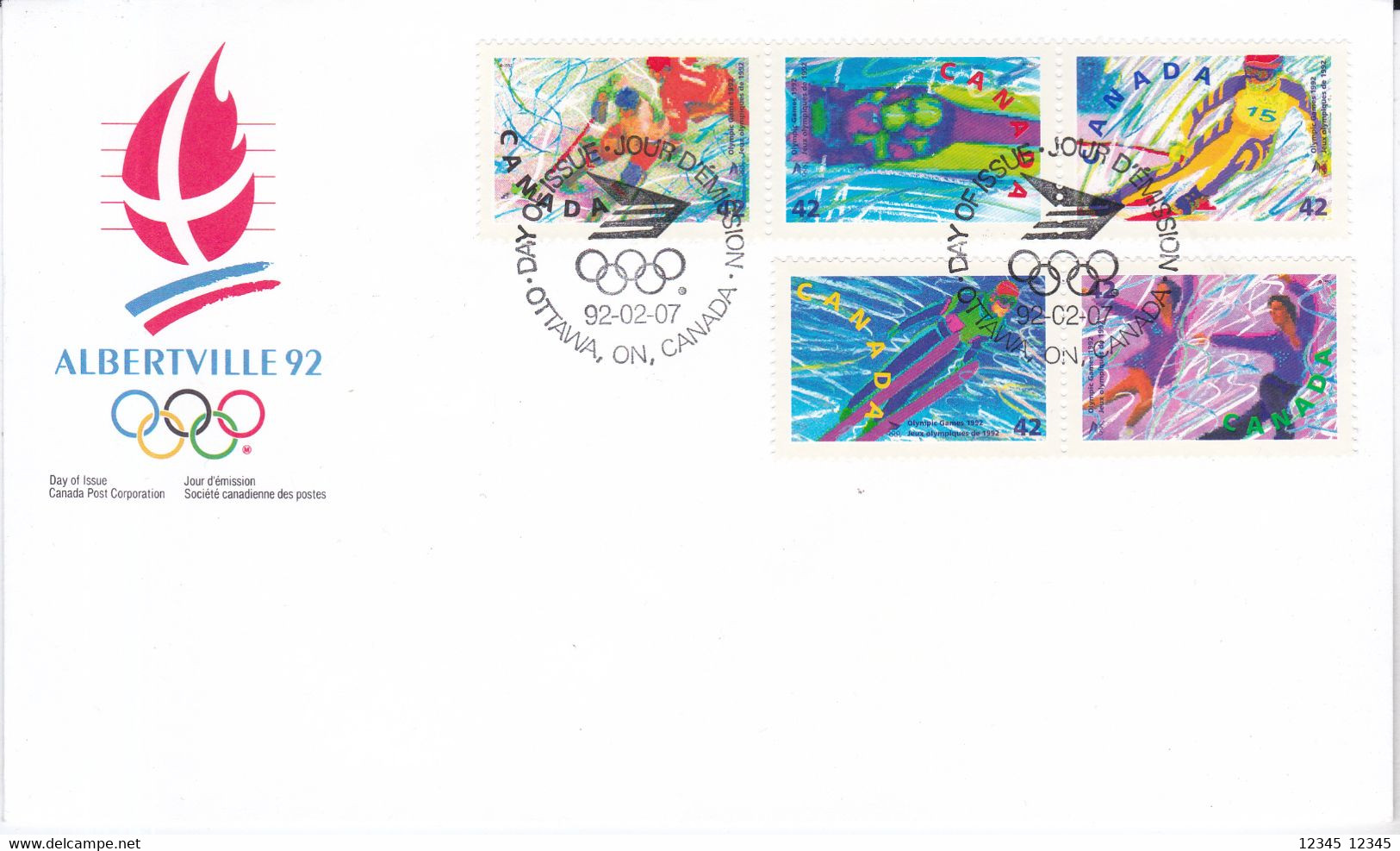 Canada 1992, FDC Unused, Olympic Games - 1991-2000