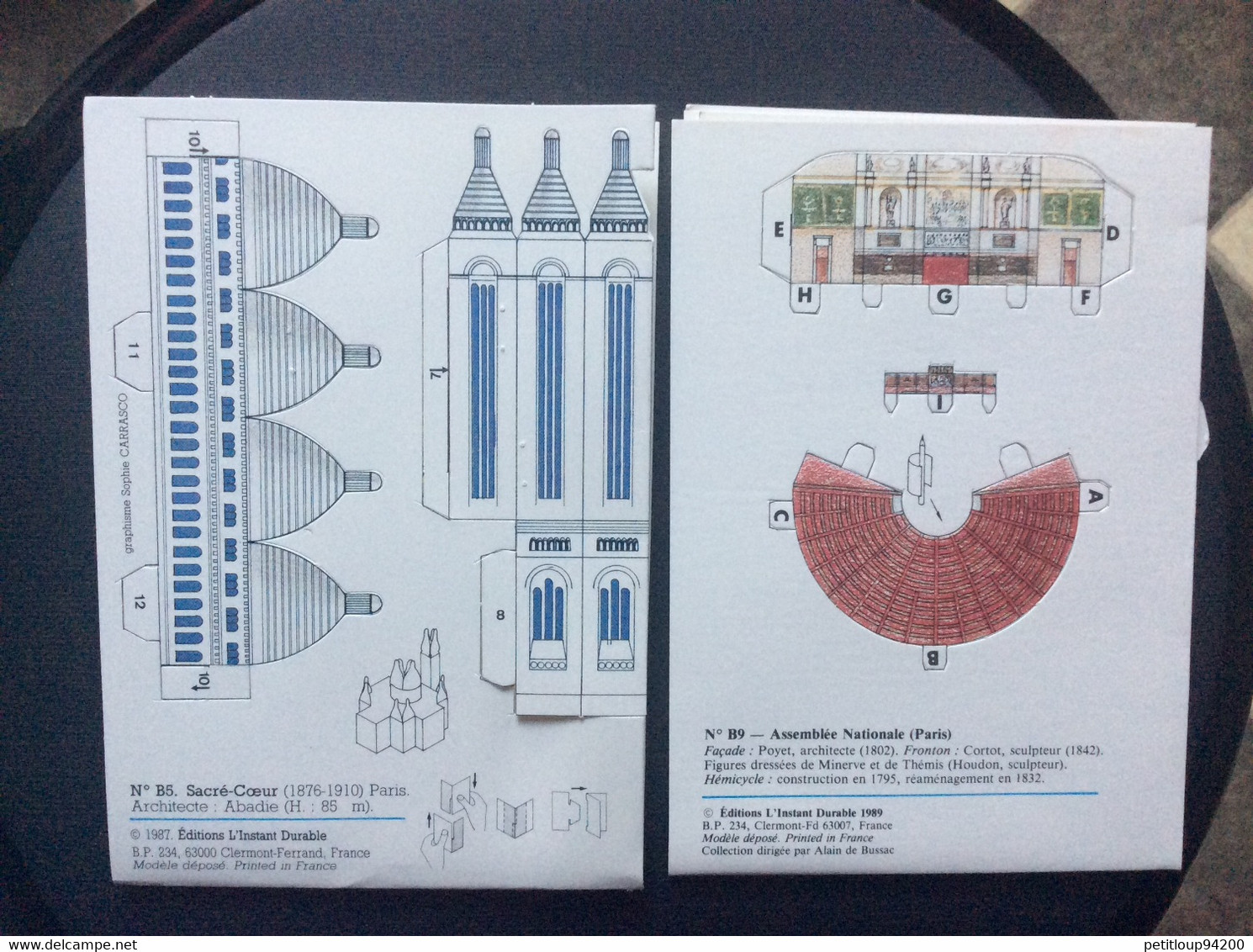 2 MAQUETTES DÉCOUPAGE  *ASSEMBLEE NATIONALE Palais Bourbon  PARIS  *SACRE CŒUR  Paris  CARBOARD MODEL  Annees 1987 1989 - Kartonnen Modellen / Lasercut