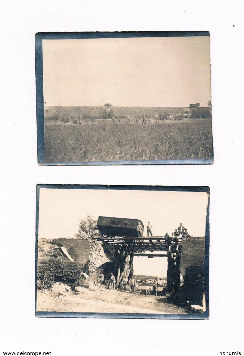 VENDIN LE VIEIL  LOT X 2 PHOTOS ACCIDENT WAGON PONT GUERRE 1914 - 1918 ALLEMANDE - Otros & Sin Clasificación