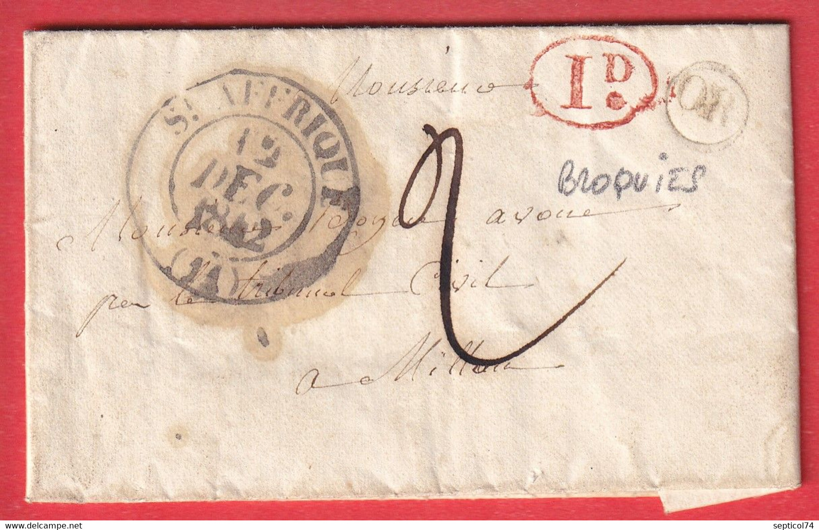 CAD TYPE 13 ST AFFRIQUE AVEYRON OR BROQUIES MILHAU 1842 - 1801-1848: Precursors XIX