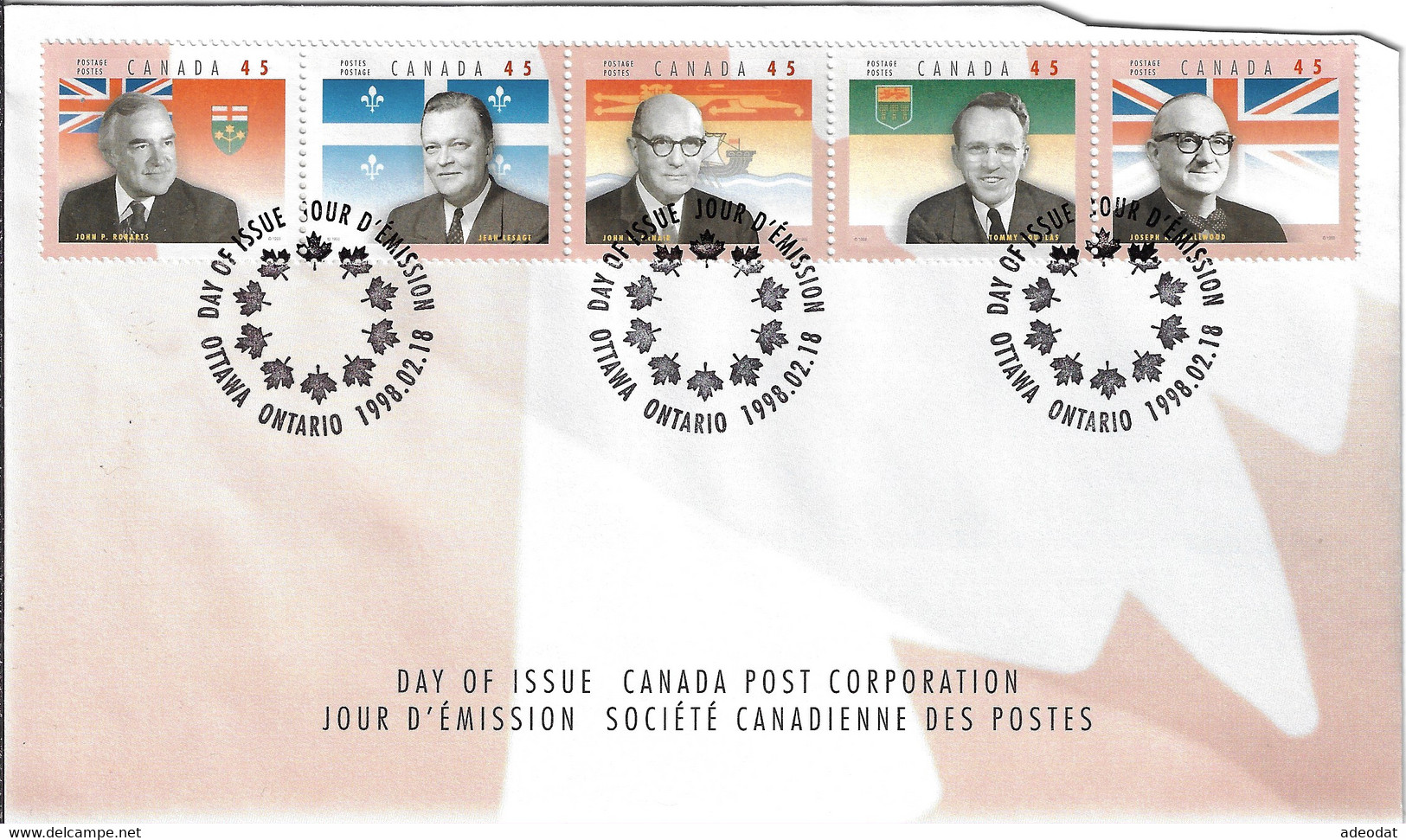 CANADA 1998 SCOTT 1709a-e FDC - 1991-2000