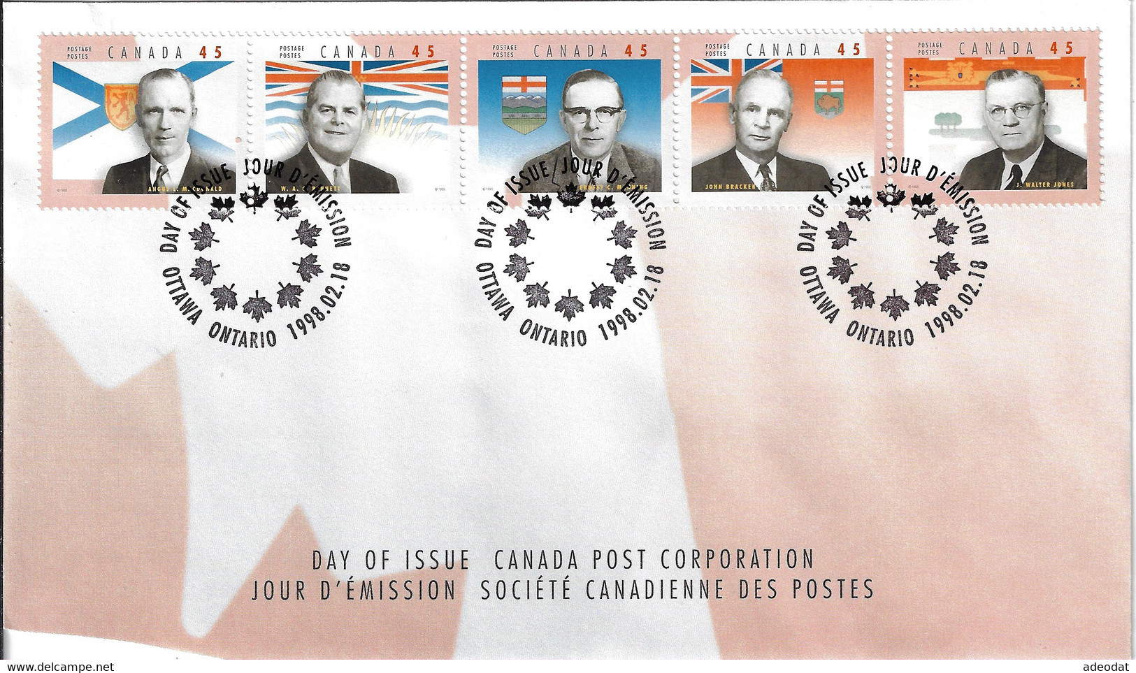 CANADA 1998 SCOTT 1709a-e FDC - 1991-2000