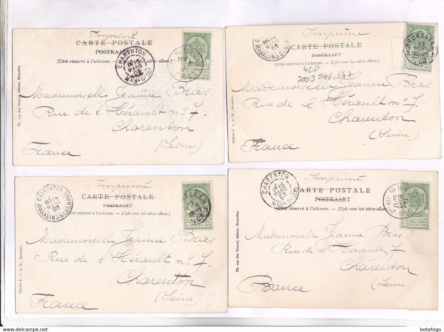 4 CPA BRUXELLES,  BOIS DE LA CAMBRE  En 1903! - Sets And Collections