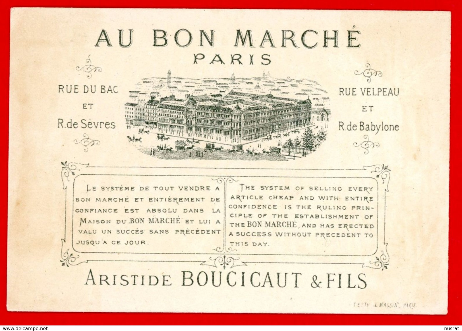 Au Bon Marché Chromo Lith. Testu & Massin TM-10 Salon De Coiffure, Personnages, Barbier - Au Bon Marché