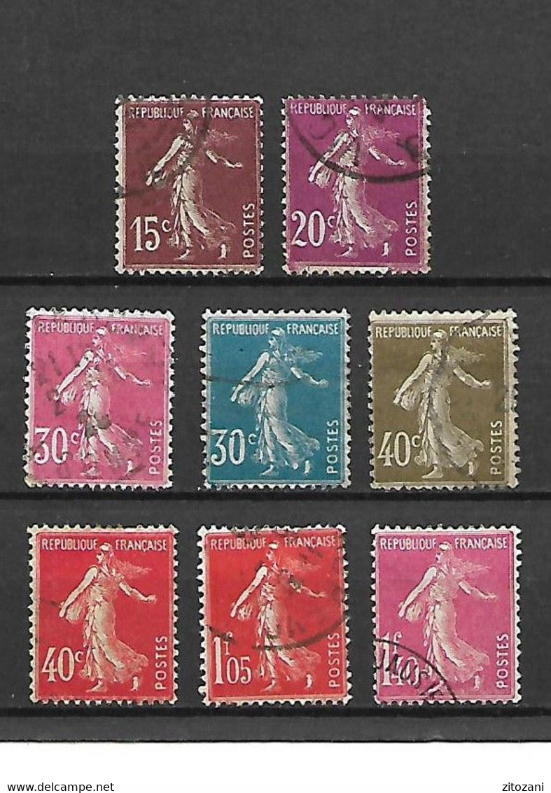 1625 LOT De 8 Timbres Type Semeuse Fond Plein YT 189-190-191-192-193-194-195-196 Oblitérés - Oblitérés