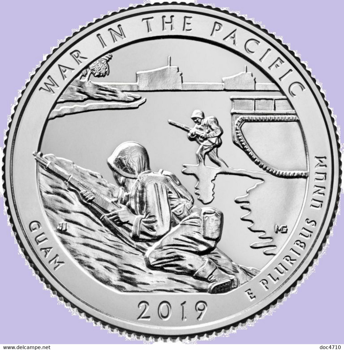 USA Quarter 1/4 Dollar 2019 P, War In The Pacific - Guam, KM#696, Unc - 2010-...: National Parks