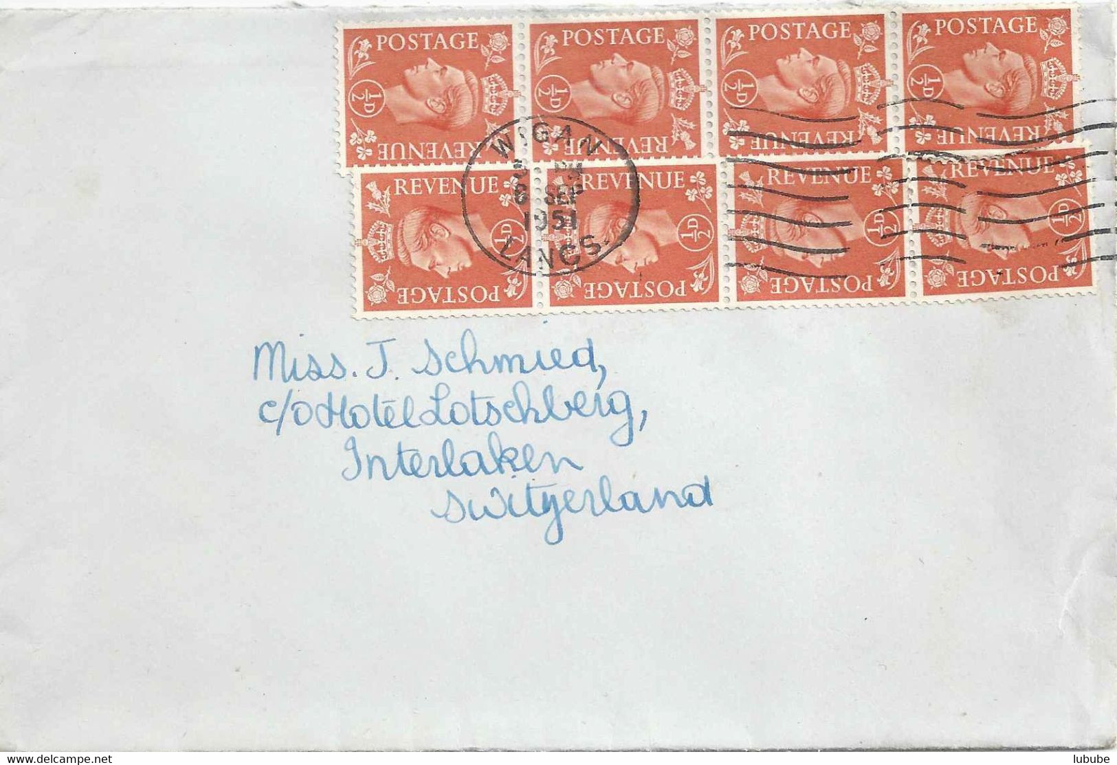Ausland Brief  Wigan Lancs. - Interlaken              1951 - Altri & Non Classificati