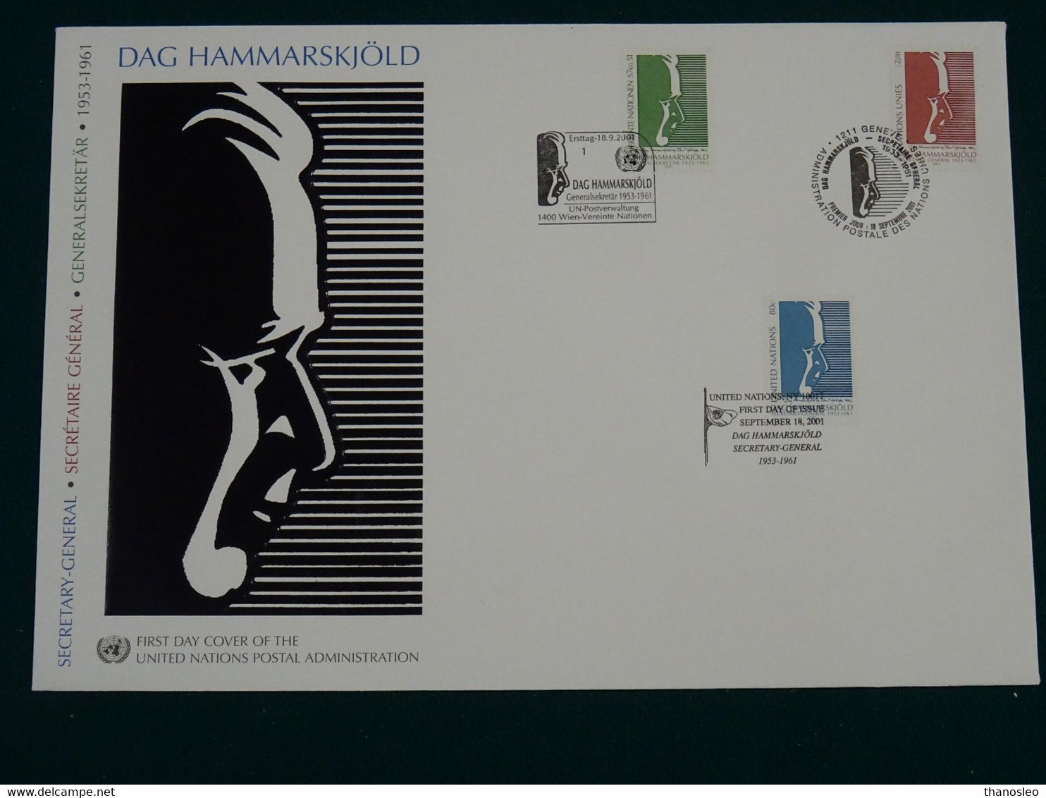 United Nations 2001 Dag Hammarskjold FDC VF - Dag Hammarskjöld