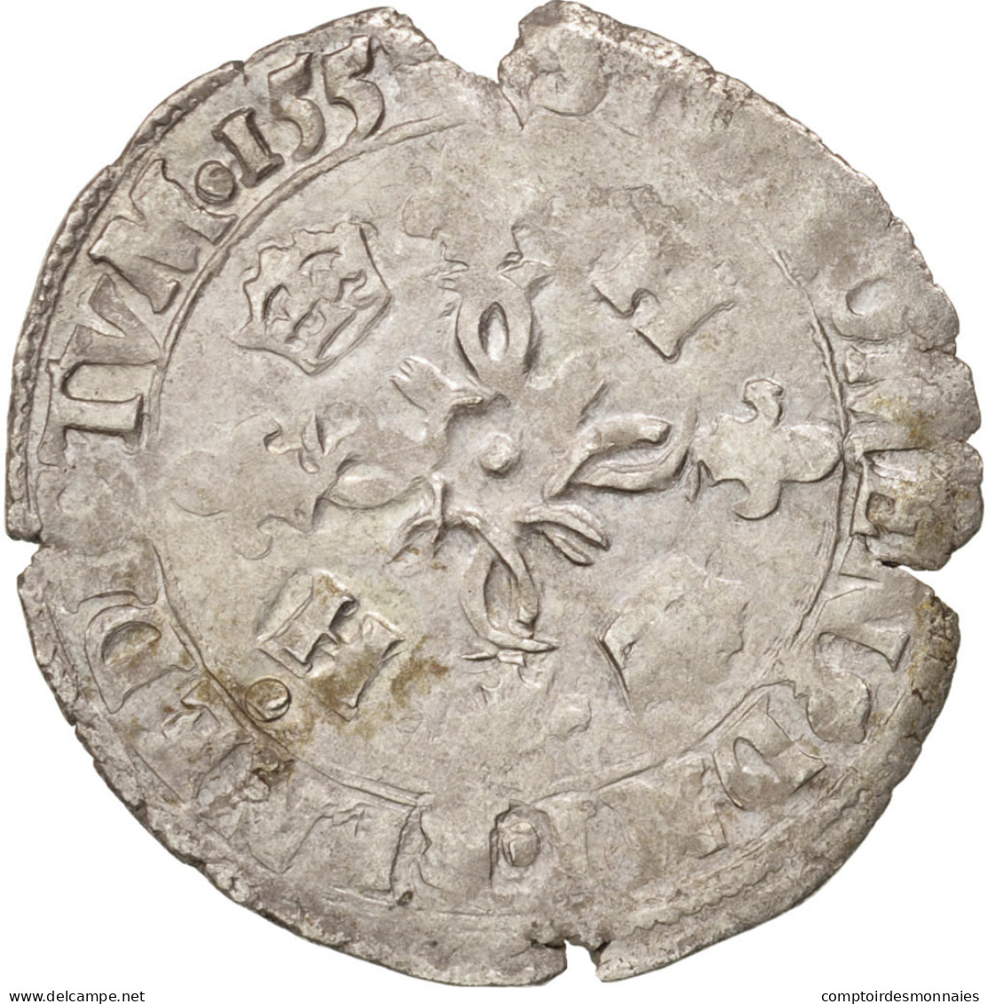 Monnaie, France, Douzain Aux Croissants, 1551, Rouen, TB+, Billon, Duplessy:997 - 1547-1559 Heinrich II.