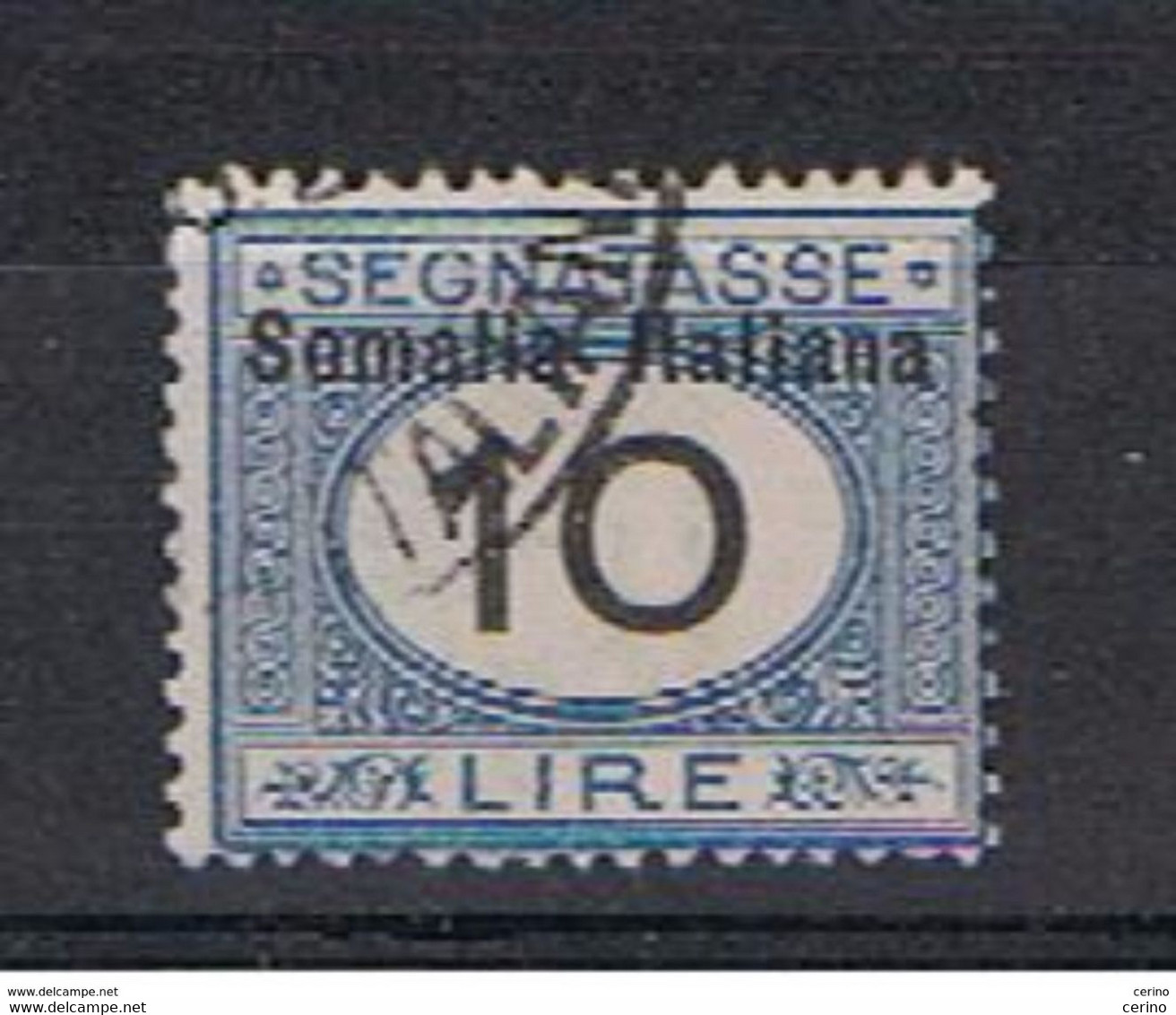 SOMALIA:  1926  TASSE  -  £. 10  AZZURRO  E  NERO  US. -  SASS. 51 - Somalië