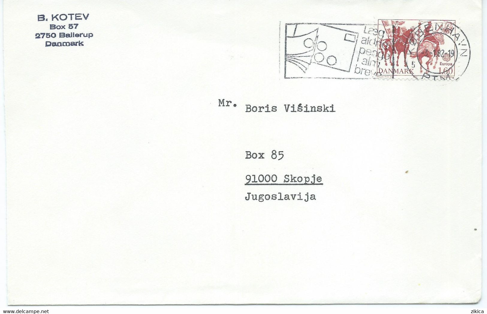 Denmark - Machine Stamps (ATM) 1982 ,letter Via Yugoslavia - Automaatzegels [ATM]