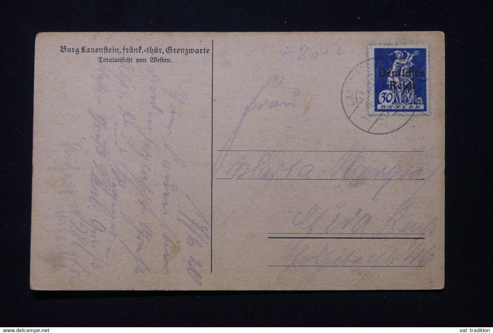 ALLEMAGNE / BAVIERE - Affranchissement De Lauenftein Sur Carte Postale - L 91848 - Sonstige & Ohne Zuordnung