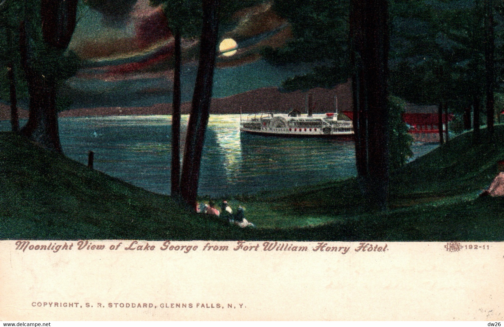 Moonlight View Of Lake George From Fort William Henry Hotel, A Boat - NY, New-York 1908 - Lake George