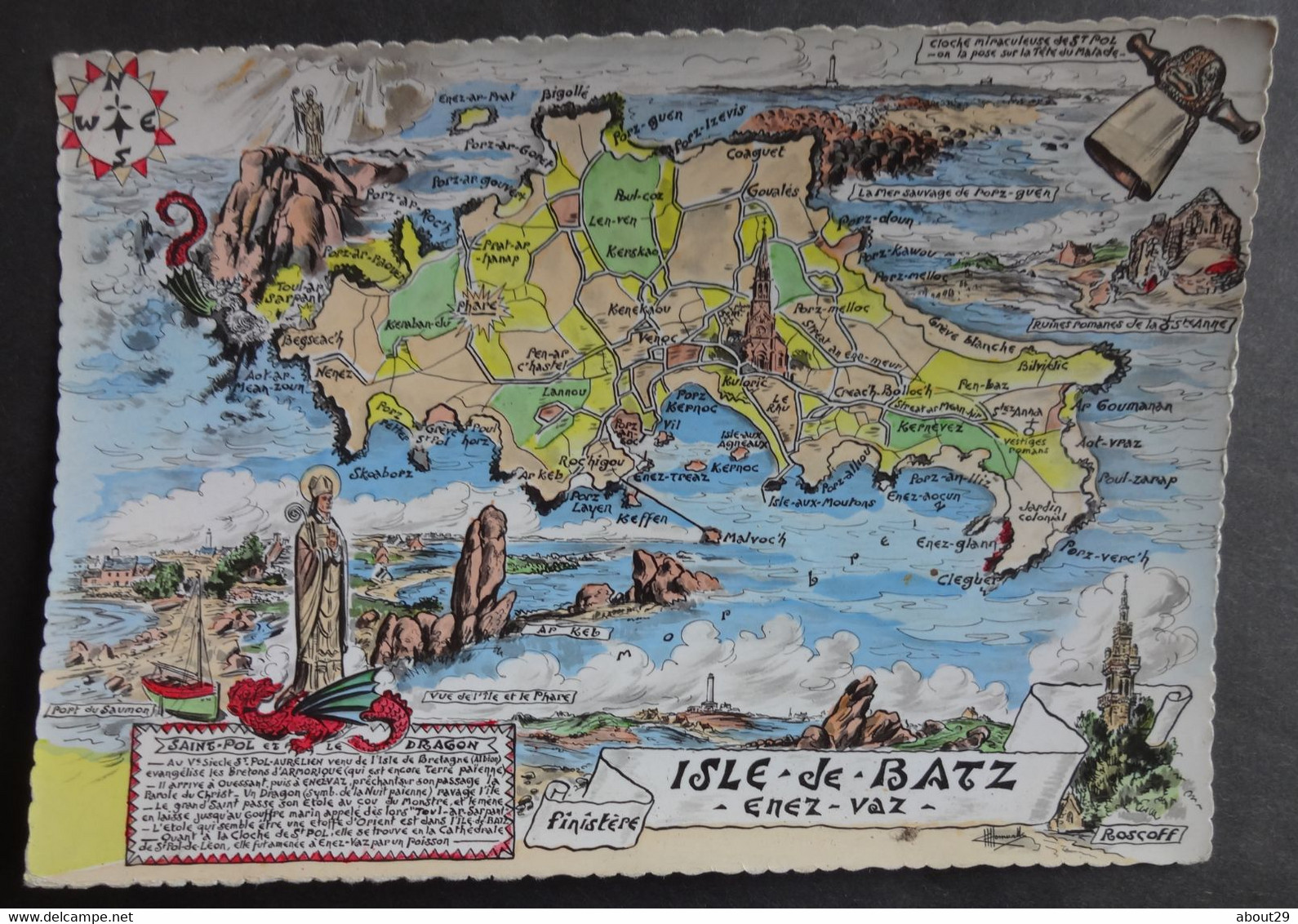 CPM 29 - ISLE DE BATZ - ENEZ VAZ - Carte Avec Légendes - Edit. Gaby - Réf. O 131 - Ile-de-Batz