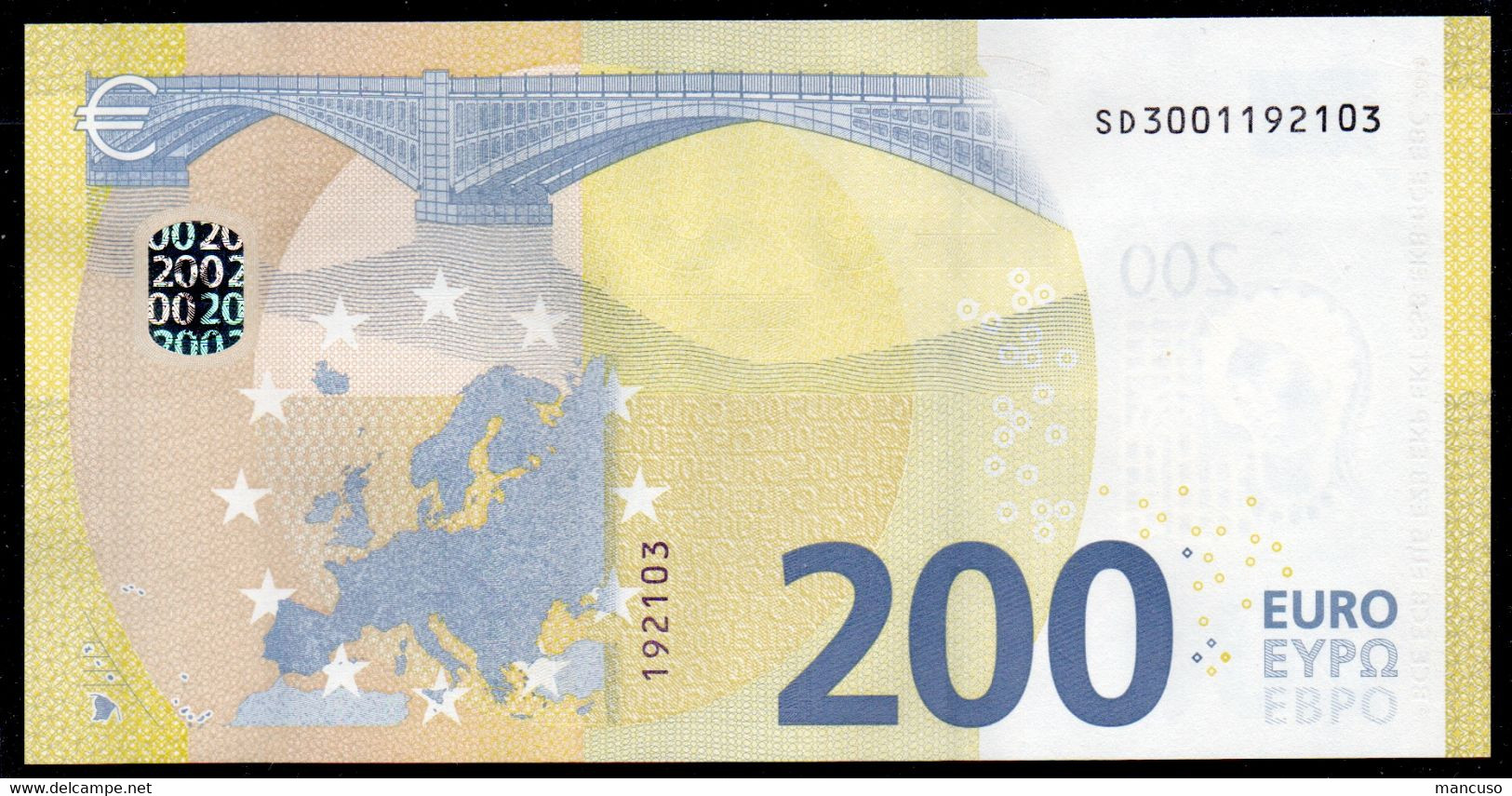 ITALIA € 200 SD S002 "00"  DRAGHI   UNC - 200 Euro