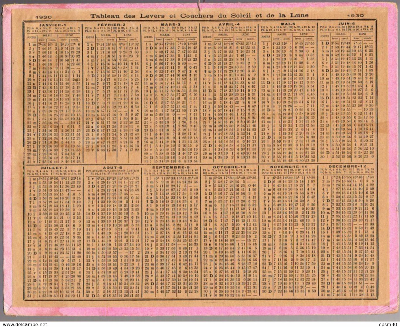 CALENDRIER GF 1930 - Terrible Chasseur Et Le Sanglier, Imprimeur Oberthur Rennes - Grand Format : 1921-40