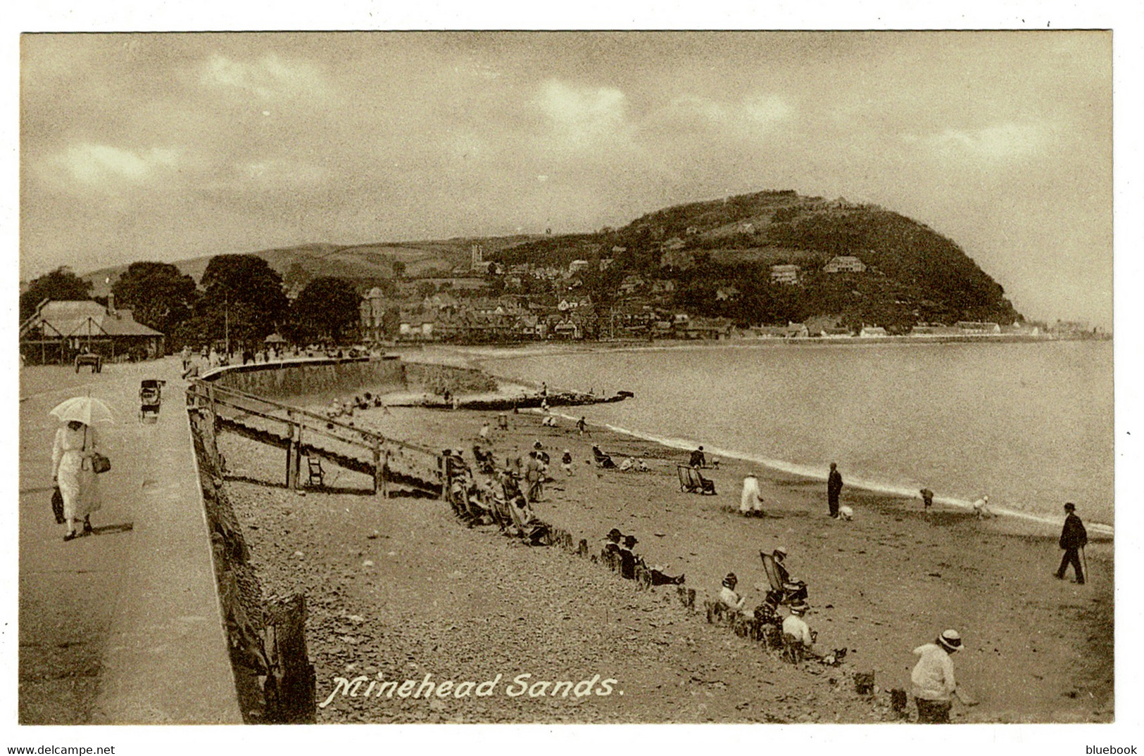 Ref 1480 - Early Postcard - Woman & Parasol Minehead Sands Somerset - Minehead