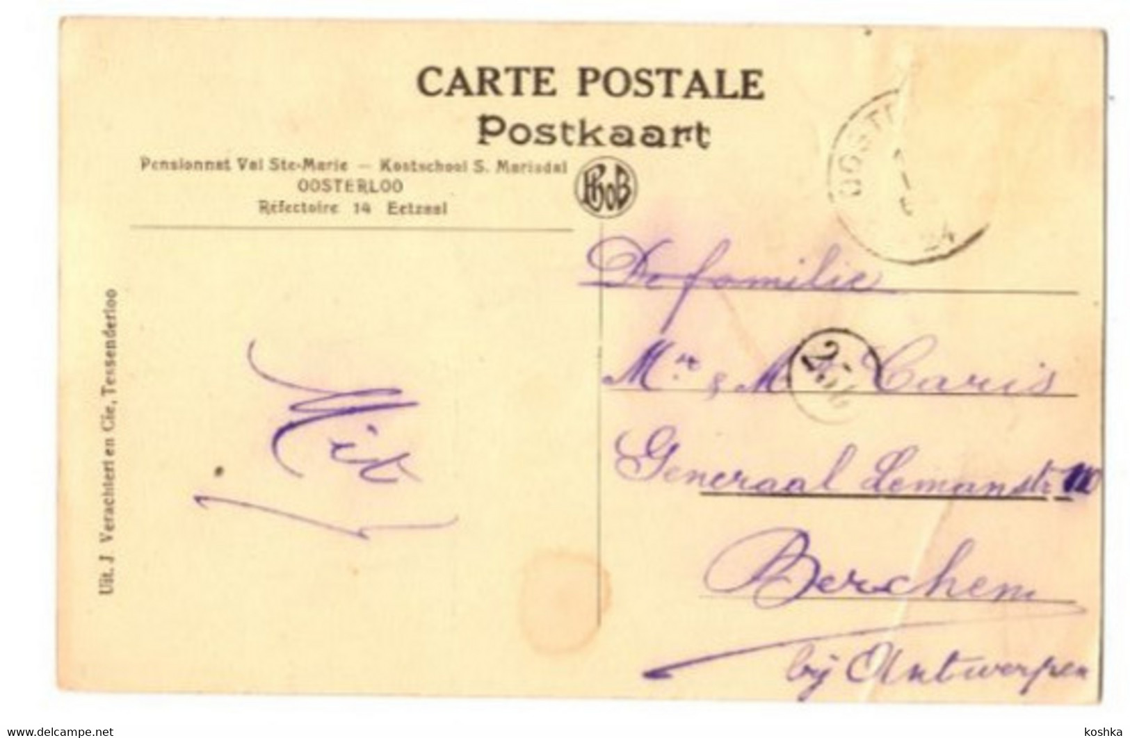 OOSTERLOO - Pensionaat St Mariadal - De Eetzaal - Verzonden 1924 - - Geel
