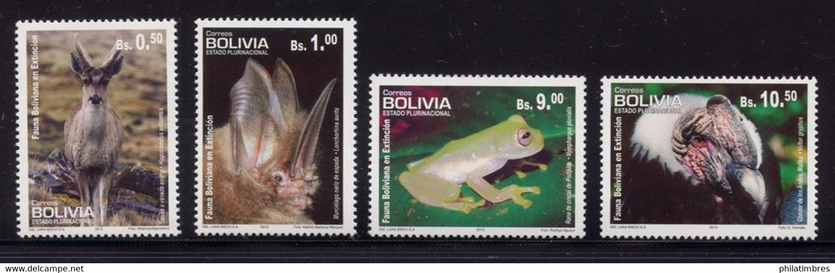 BOLIVIE Année 2013 Série De 4 Valeurs - Faune Bolivienne Dont Condor - Otros & Sin Clasificación