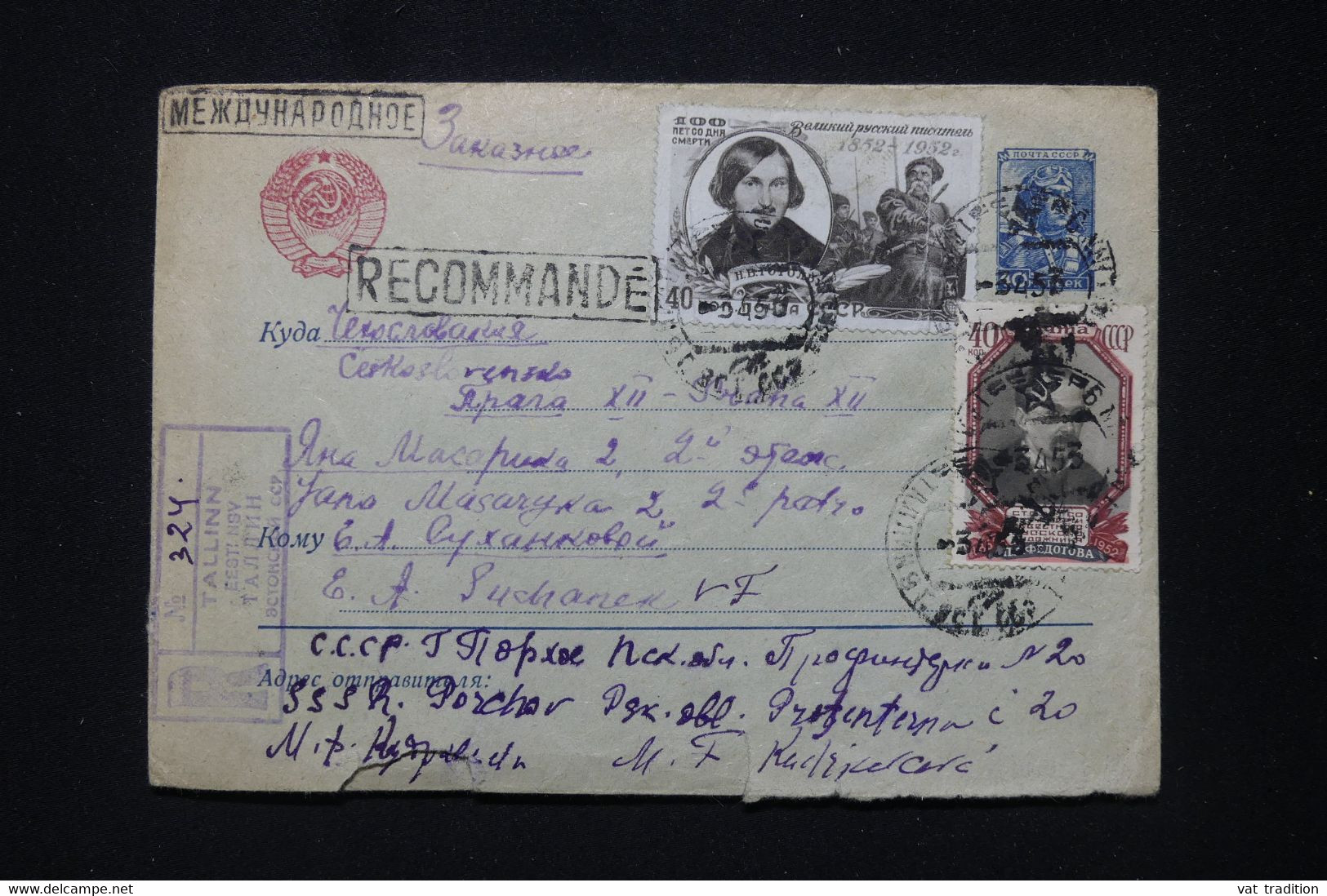 U.R.S.S. - Enveloppe En Recommandé De Tallinn En 1953 Pour La Tchécoslovaquie - L 91891 - Briefe U. Dokumente