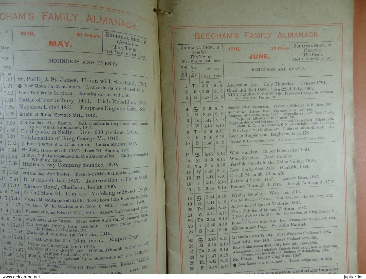 Beecham's Family Almanack 1916 (32 Pages Format 12 Cm X 18,5 Cm) - Autres & Non Classés