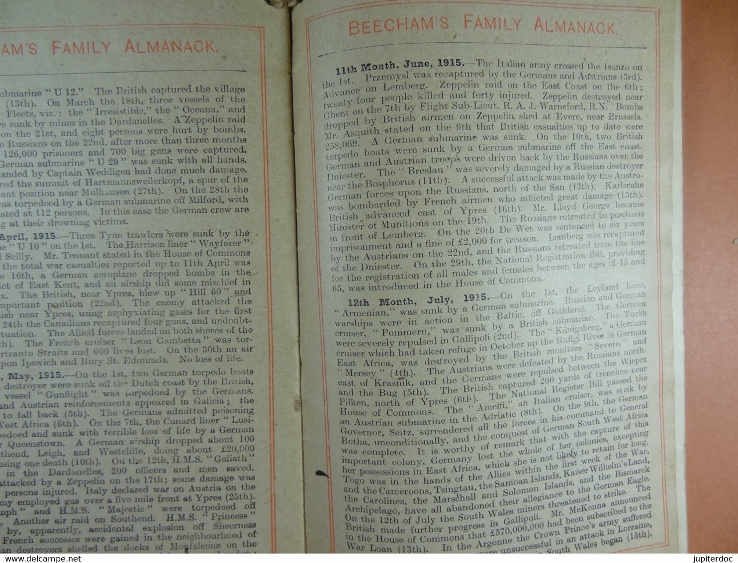 Beecham's Family Almanack 1916 (32 pages Format 12 cm x 18,5 cm)