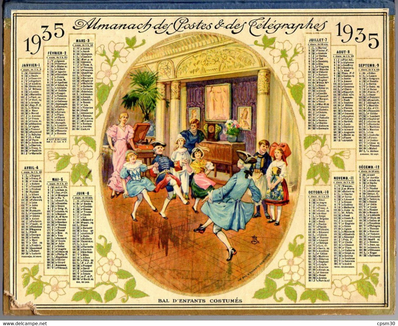 CALENDRIER GF 1935 - Bal D'enfants Costumés (calendrier Double Couverture) - Grand Format : 1921-40