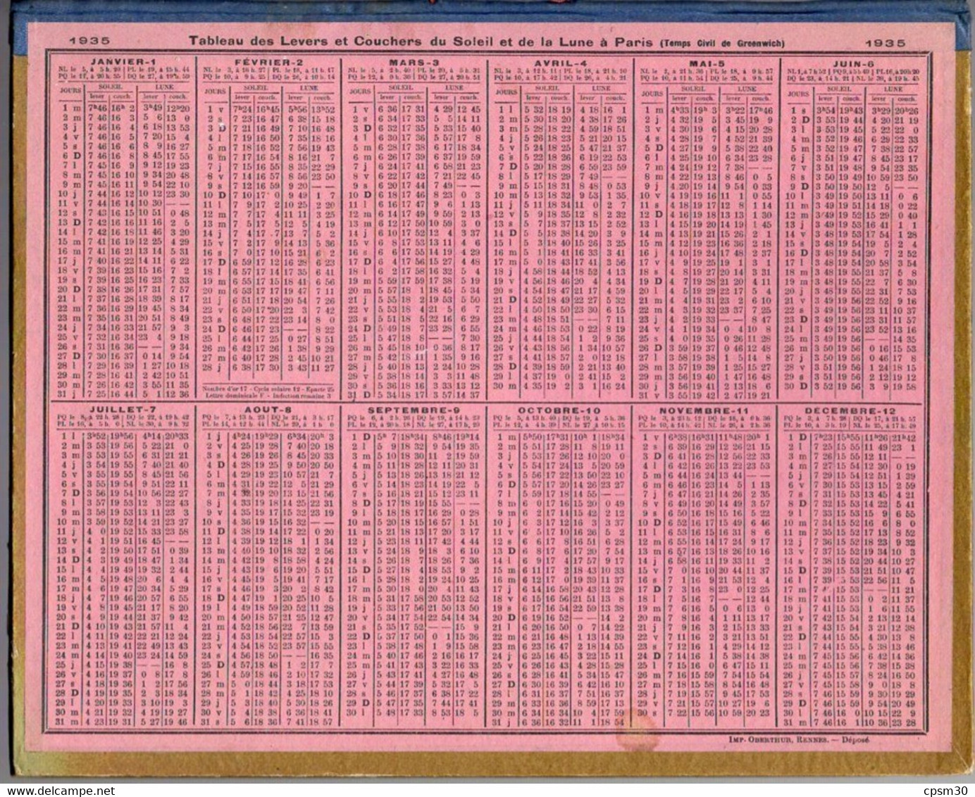 CALENDRIER GF 1935 - Bal D'enfants Costumés (calendrier Double Couverture) - Grand Format : 1921-40