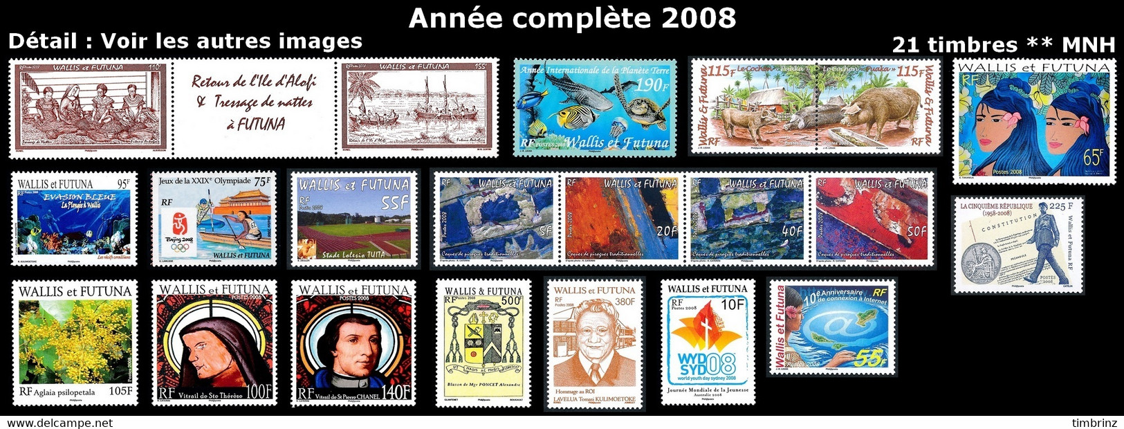 WALLIS ET FUTUNA Année Complète 2008 - Yv. 691 à 711 ** MNH - 21 Timbres  ..Réf.W&F23102 - Volledig Jaar