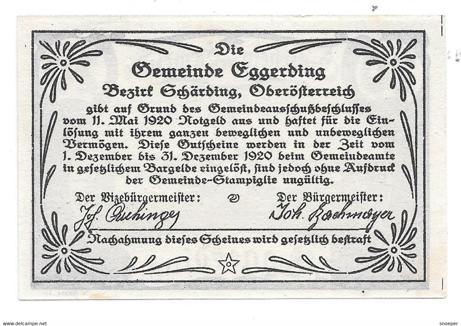 **notgeld   Austria Eggerding 20  Heller  166c - Austria