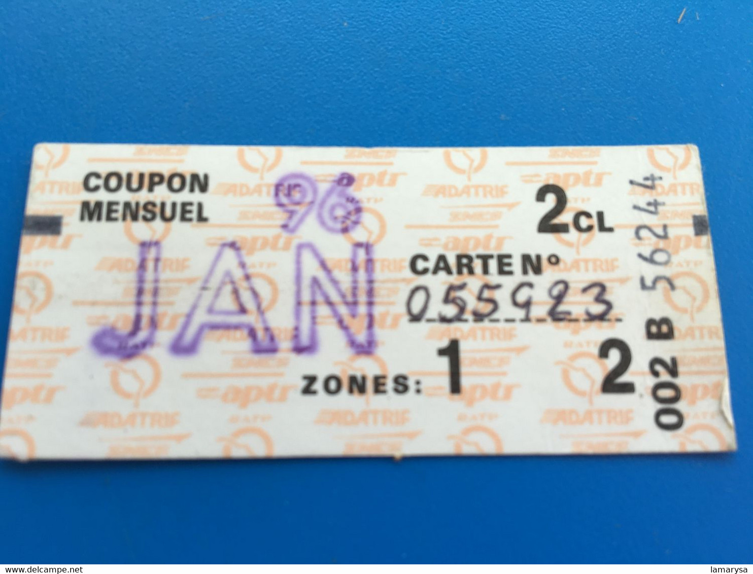 Janv-96 Ticket Billet Métro-RER-Bus-Train-S.N.C.F✔️R.A.T.P-☛Régie Autonome Transport Parisien-Train-Métropolitain-Coupon - Europe