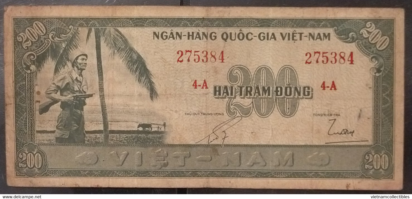 South Viet Nam Vietnam 200 Dông VF Banknote Note 1955 - Pick# 14 / 2 Photo - Vietnam