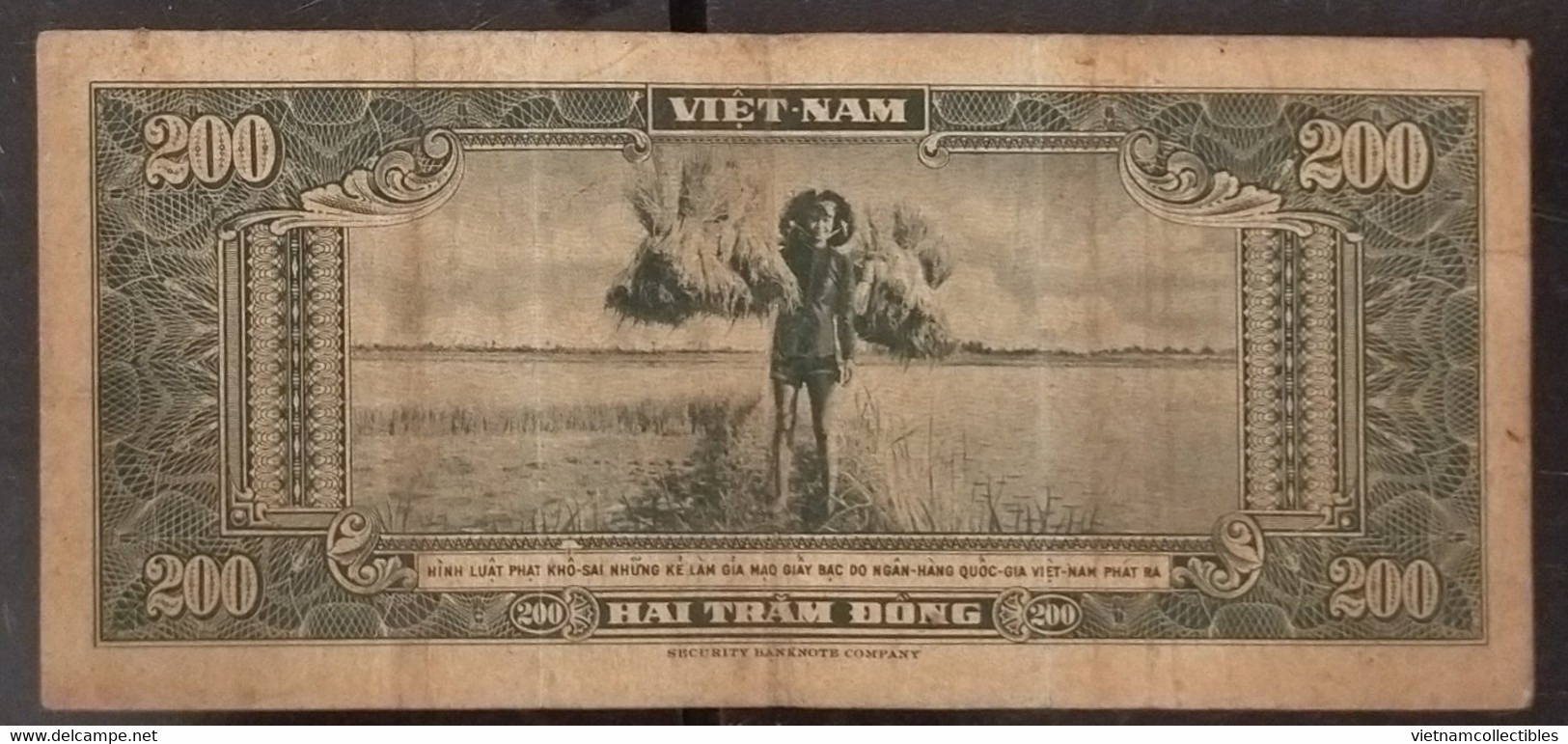 South Viet Nam Vietnam 200 Dông VF Banknote Note 1955 - Pick# 14 / 2 Photo - Vietnam