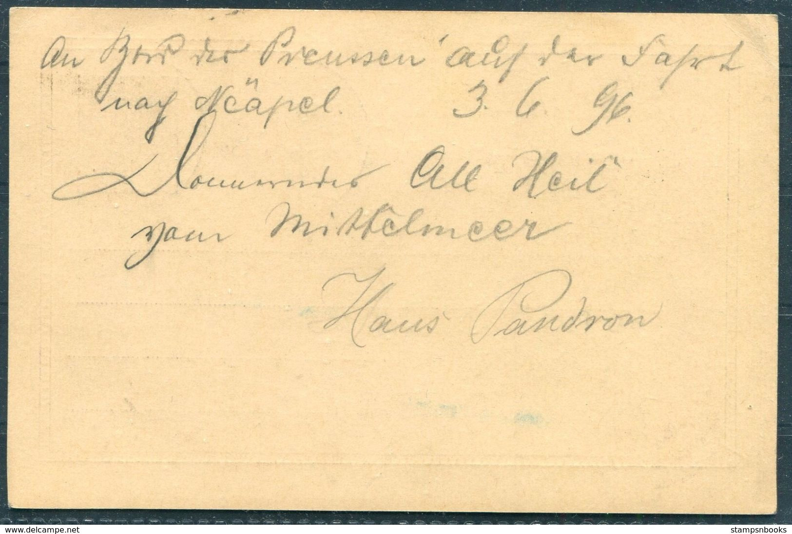 1896 China Germany Stationery Postcard, Deutsche Seepost - Berlin. Ship OSTASIATISCHE HAUBTLINIE - Briefe U. Dokumente