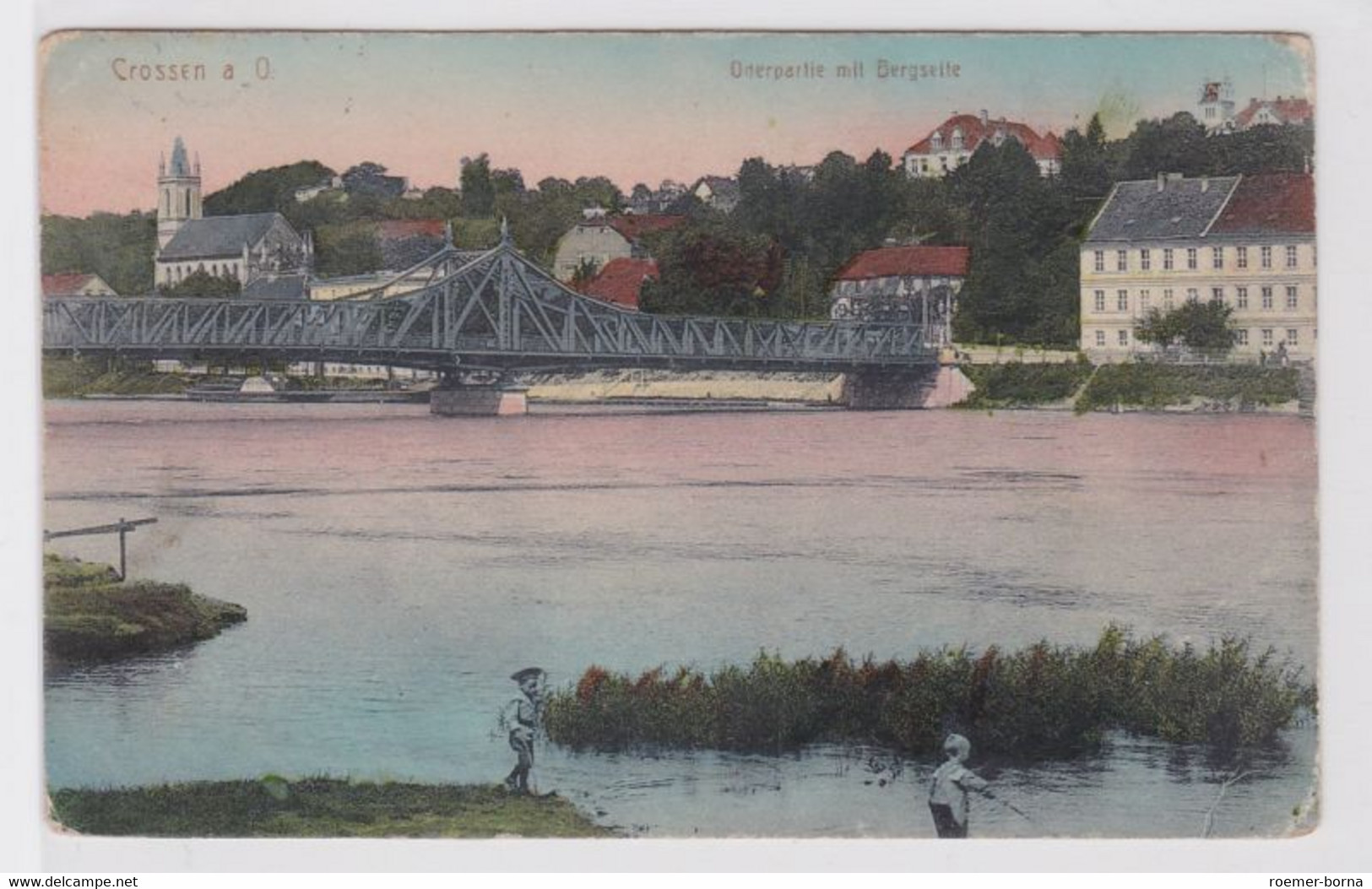 69376 Ak Crossen A.O. Krosno Odrzanskie - Oderpartie Mit Brücke & Bergseite 1918 - Neumark