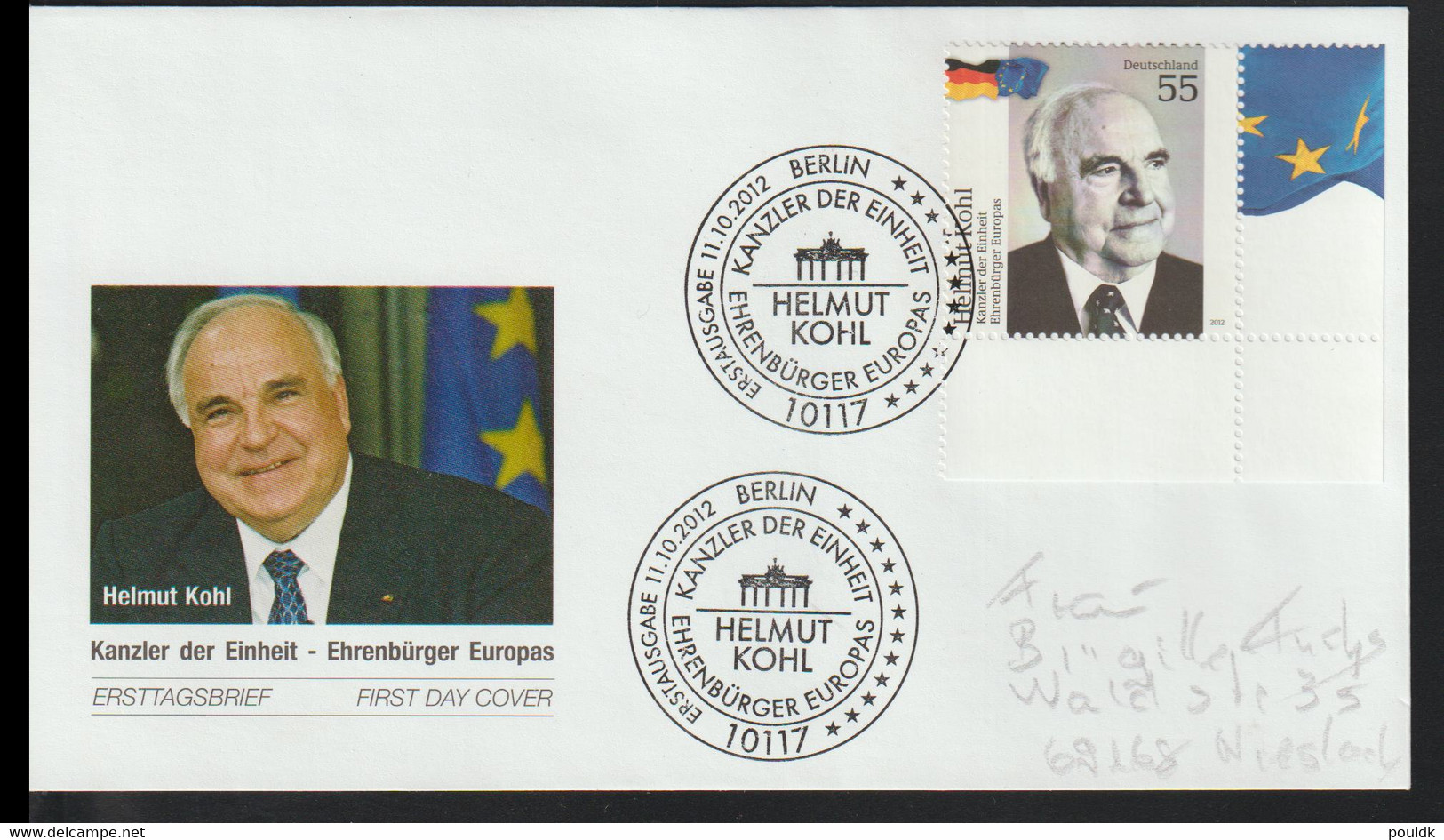 Germany FDC 2012 Helmut Kohl - From Berlin (G126-41) - Other & Unclassified