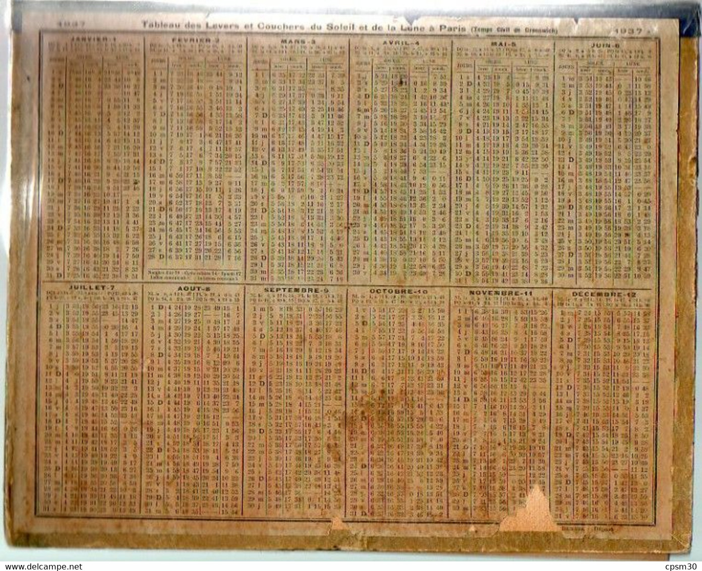 CALENDRIER GF 1937 - Moulin Près De Gorbio (Alpes Mme) Dans Un Médaillon, Imprimeur Oberthur Rennes (calendrier Double) - Big : 1921-40