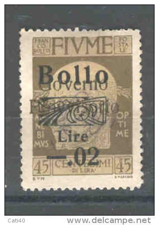 MARCA DA BOLLO/REVENUE  - FIUME - EFFIGE D'ANNUNZIO L. 0,2 SU 55 - Fiume & Kupa