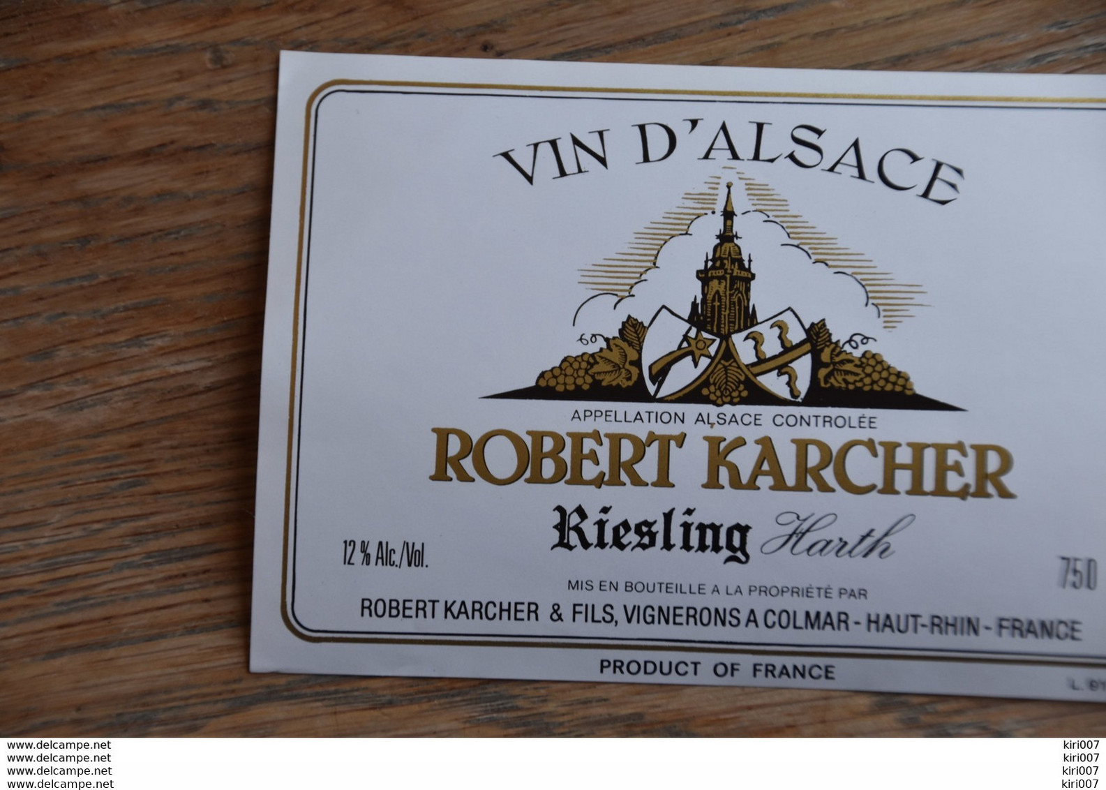 ETIQUETTE D'ALASCE RIESLING HARTH ROBERT KARCHER - Riesling