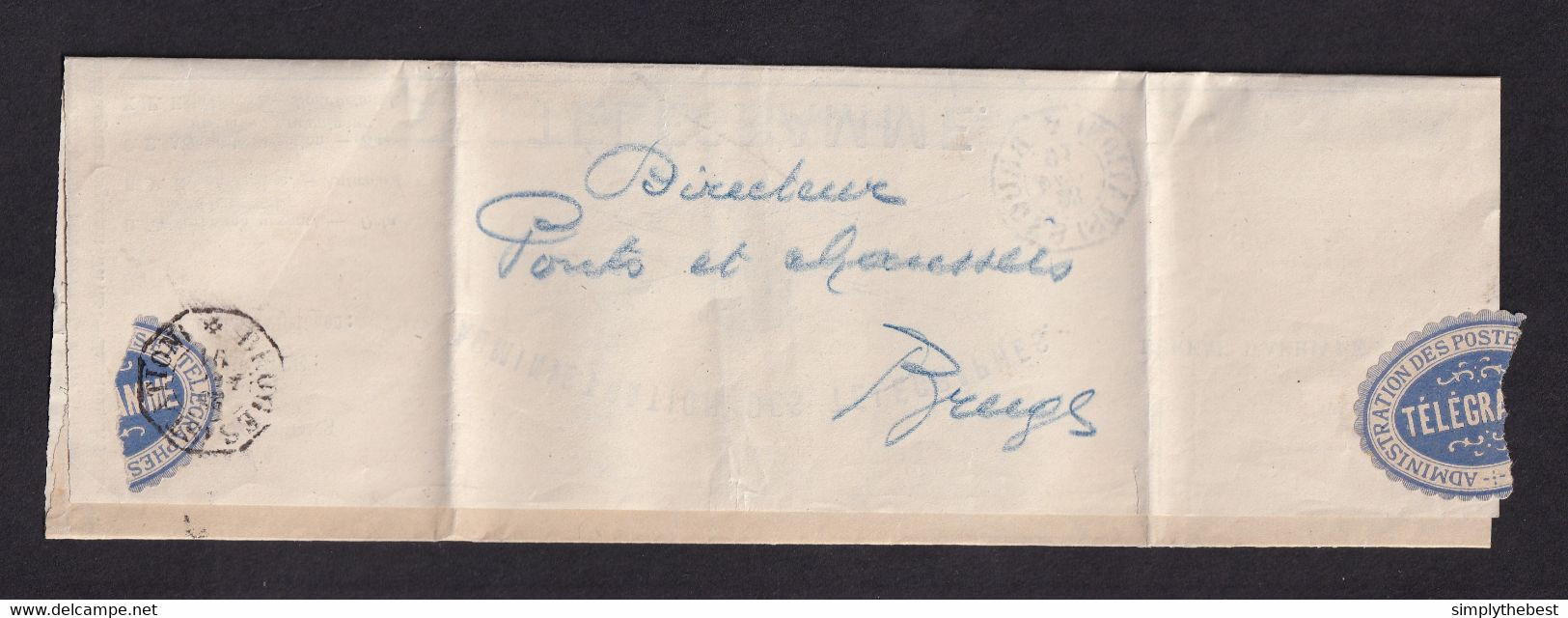 DDY 810 --  Formule De Télégramme BXL Vers Télégraphique BRUGES Station 1891 - Pour Directeur Ponts Et Chaussées BRUGES - Telegraph [TG]