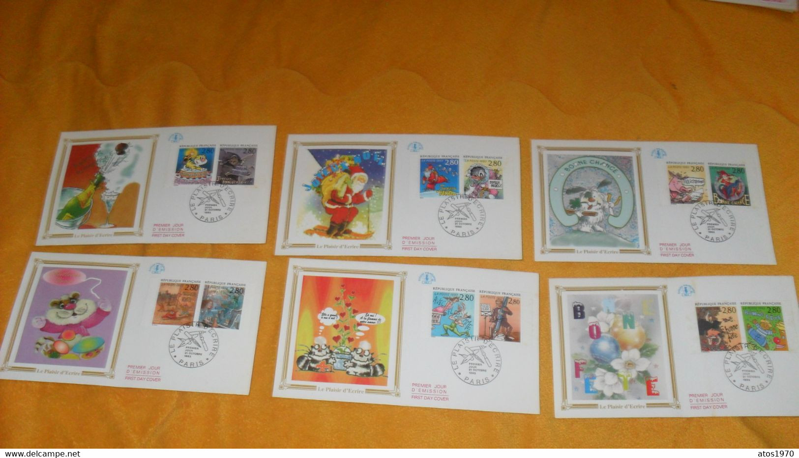 LOT 6 ENVELOPPES FDC DE 1993../ LE PLAISIR D'ECRIRE...CACHETS PARIS + TIMBRES - 1990-1999