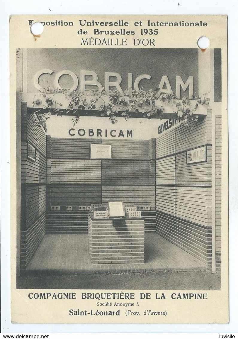 Sint-Lenaarts : COBRICAM Compagnie Briquetière De La Campine : EXPO 1935 ( Staat / Etat Carte Perforée !!! ) - Brecht