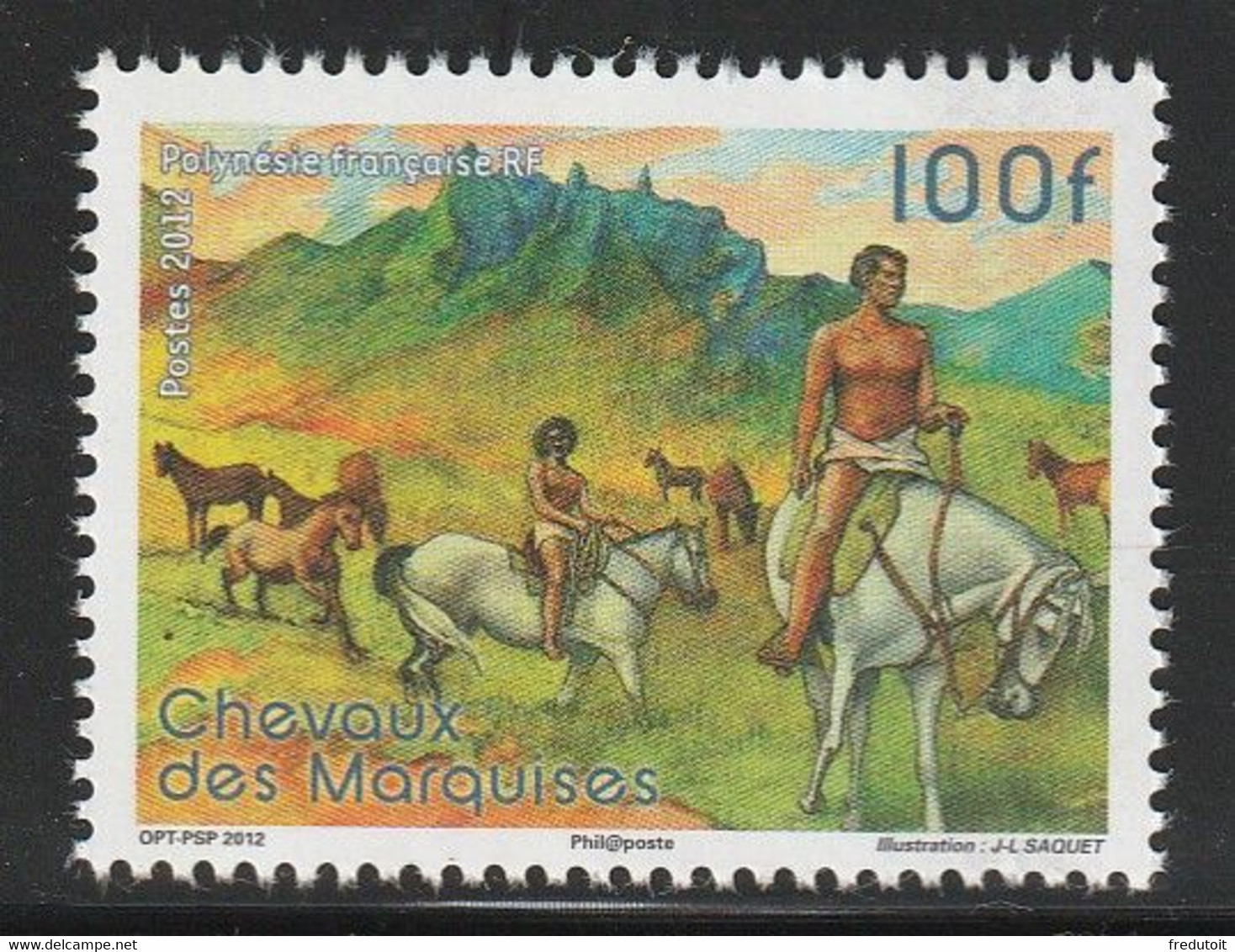 POLYNESIE - N°1008 ** (2012) Chevaux - Neufs