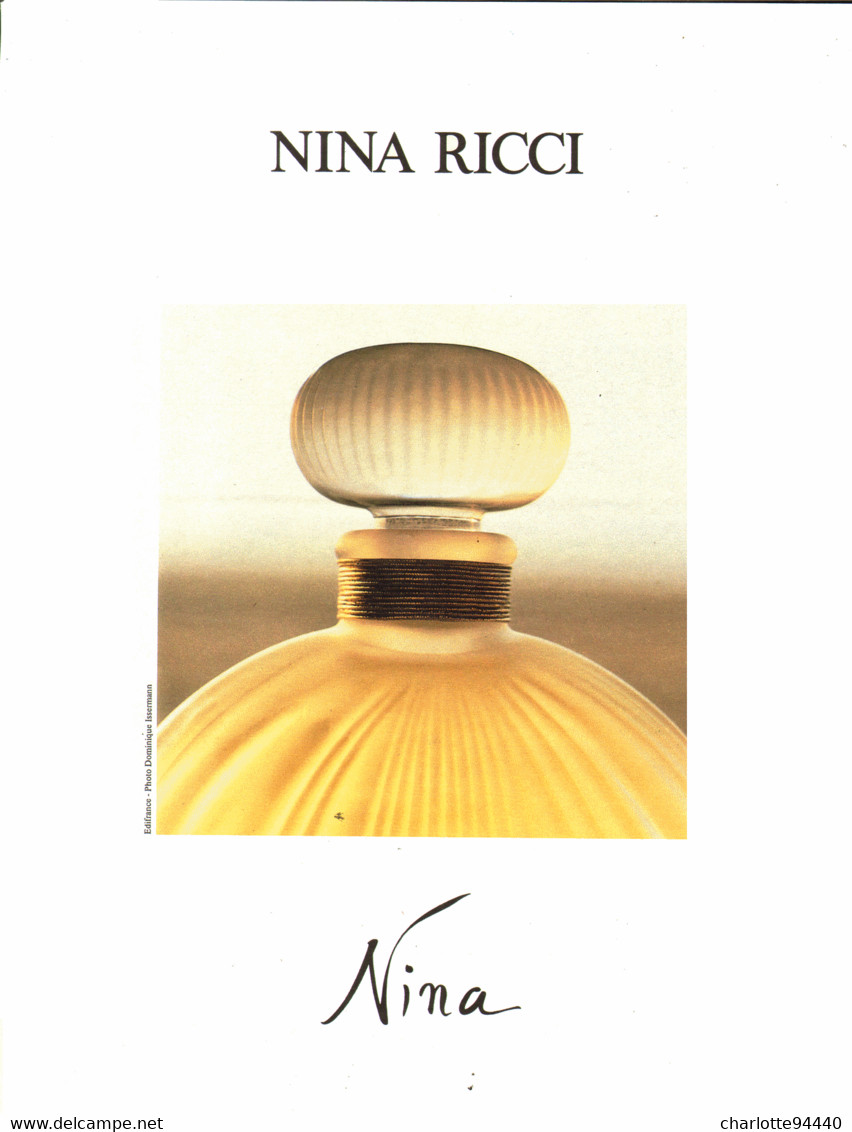 PUB PARFUM   De " NINA RICCI "  1990 ( 1 ) - Non Classés