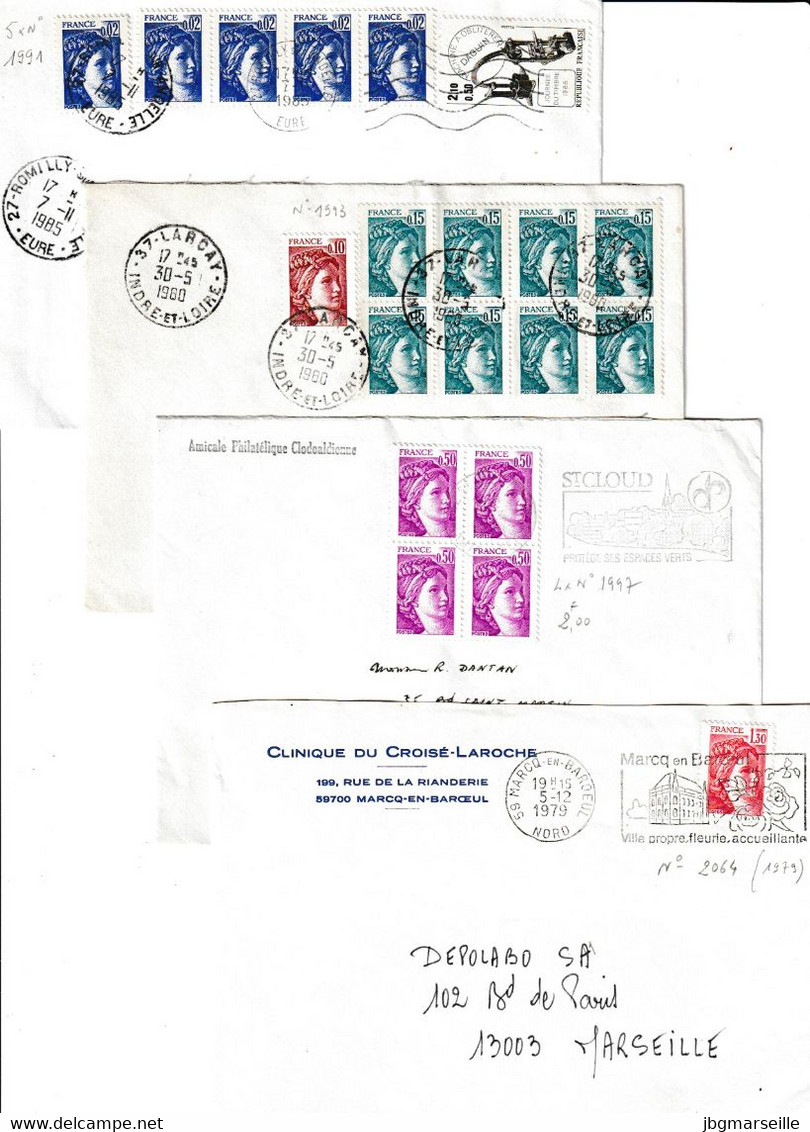 Lot De 7L Affranchies SABINE ....dont 1 Lr à 13.20fr Avec10 Timbres..le 11/01/1994.....à Voir - 1977-1981 Sabina Di Gandon