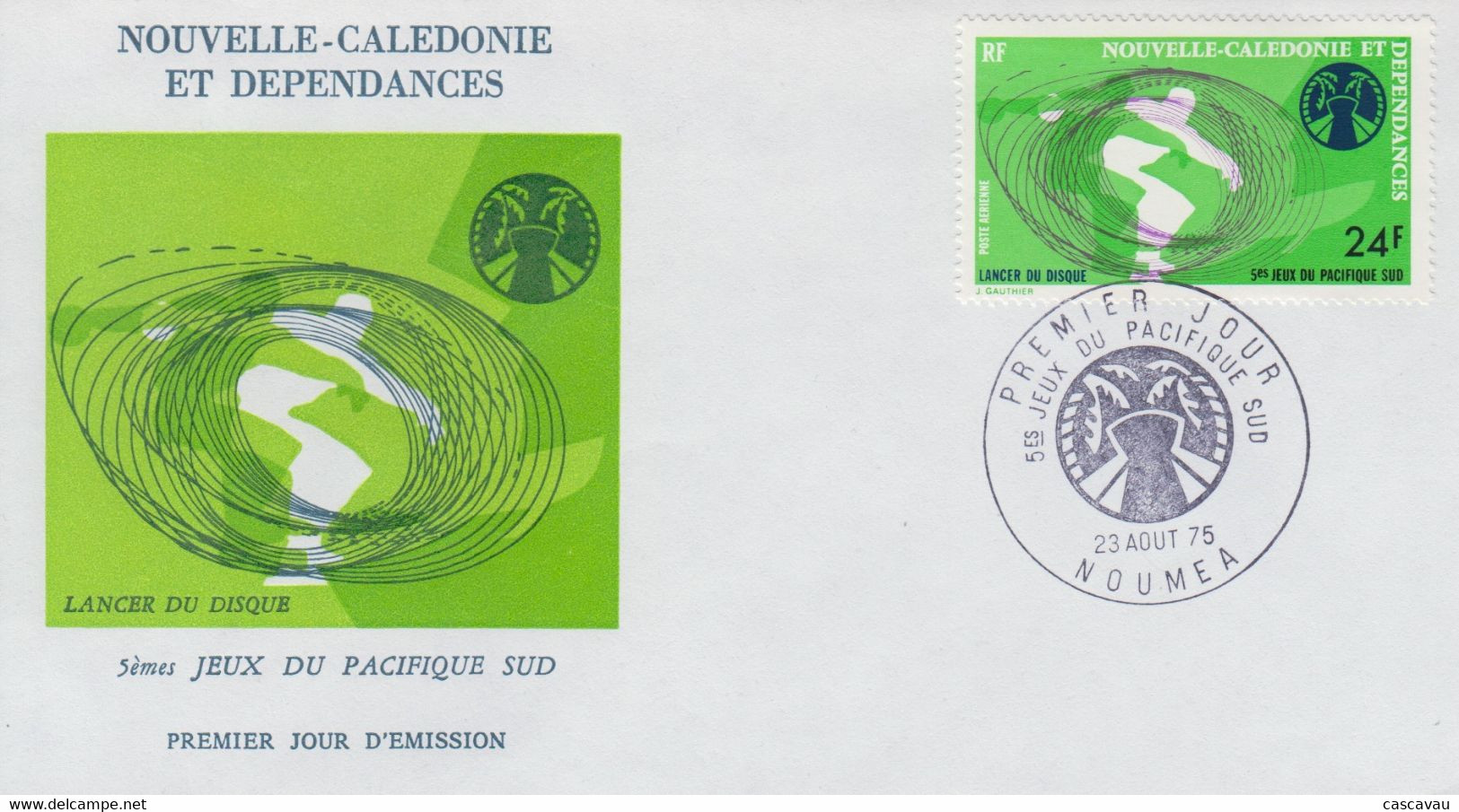 Enveloppe   FDC  1er   Jour   NOUVELLE   CALEDONIE   5émes   Jeux  Du   Pacifique  Sud   1975 - FDC