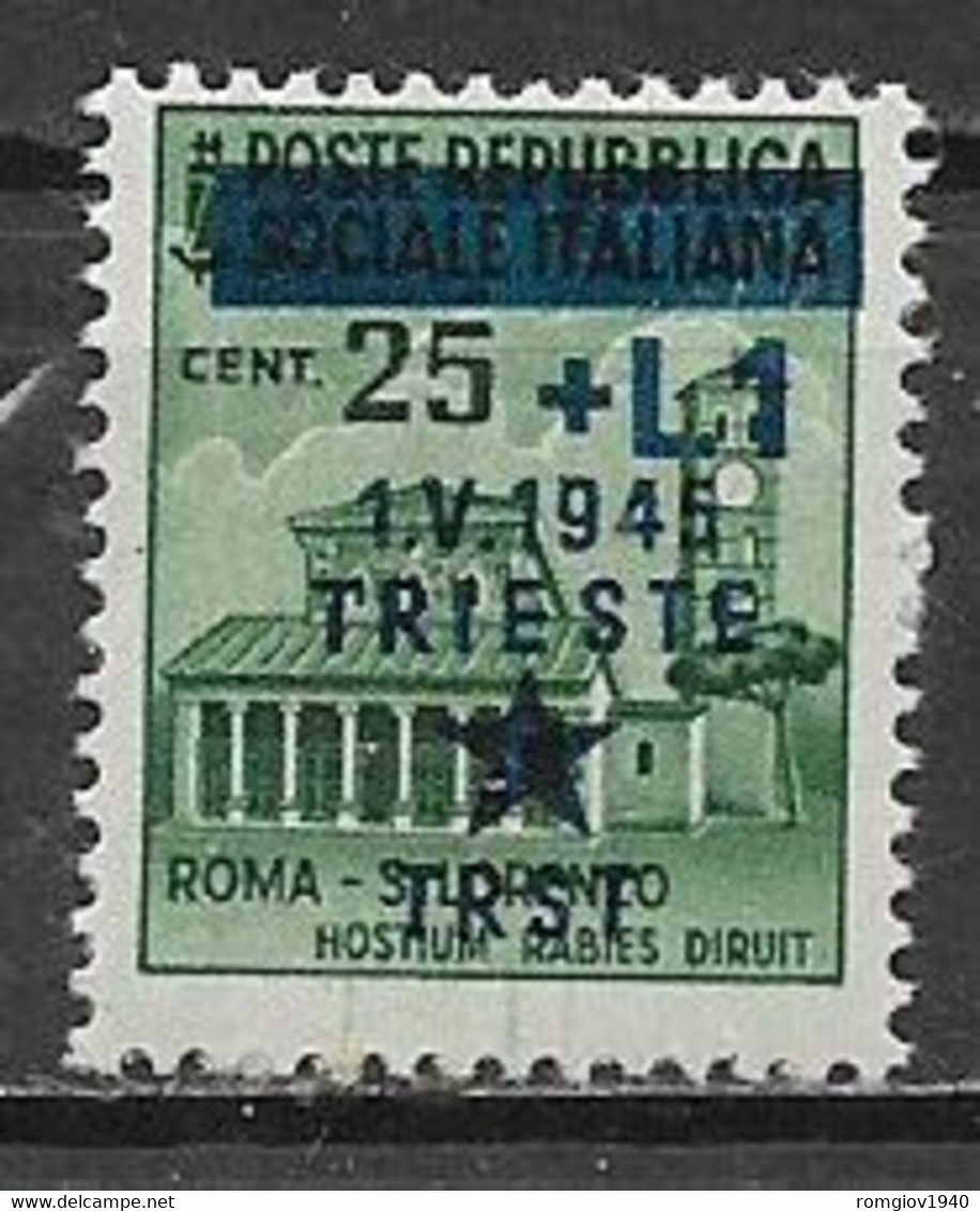 OCCUPAZIONE JUGOSLAVIA 1945-47 TRIESTE FRANCOBOLLI D'ITALIA DEL 1944-45 MONUMENTI DISTRUTTI SASS. 2 MNH XF - Ocu. Yugoslava: Istria